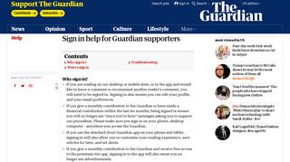 Sign in help for Guardian supporters | Help | The Guardian