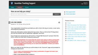 LOG ON SCREEN : Guardian Tracking Support