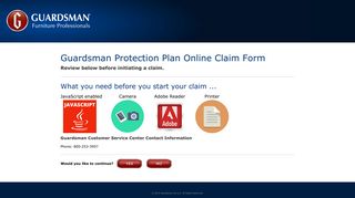 Guardsman Protection Plan - Service Claim Information | Guardsman