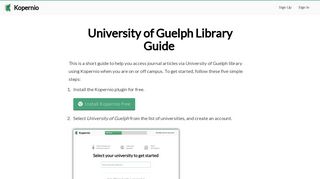University of Guelph library guide for off-campus e ... - Kopernio