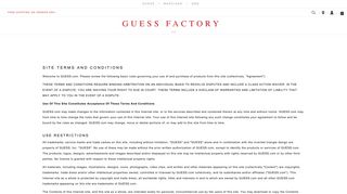Terms & Conditions - GUESS Factory