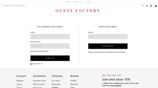 Log In - GUESS Factory
