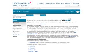 Guest access - Information Systems - Nottingham Trent University