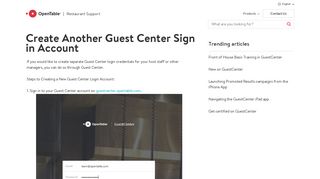 Create Another Guest Center Sign in Account - OpenTable