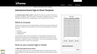 Attendance/Guest Sign-in Sheet Template | eForms – Free Fillable ...
