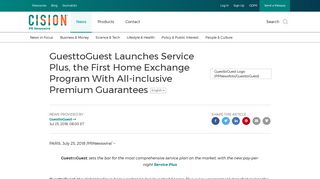 GuesttoGuest Launches Service Plus, the First Home Exchange ...