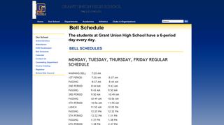 Bell Schedule - Grant Union High School - School Loop