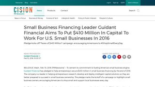 Small Business Financing Leader Guidant Financial Aims To Put $410 ...