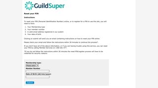 Login Page - Reset your PIN - Guild Super - SuperFacts.com