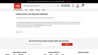 GuitarCenter.com Payment Methods