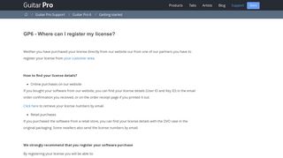 GP6 - Where can I register my license? – Guitar Pro Support