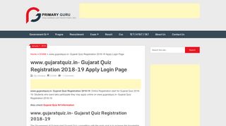 www.gujaratquiz.in- Gujarat Quiz Registration 2018-19 Apply Login ...
