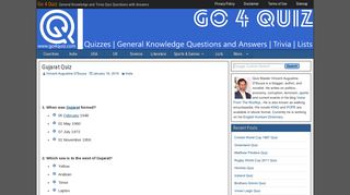 Gujarat Quiz – Go 4 Quiz