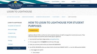 Gulf Coast State College | Login to Lighthouse