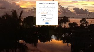 Gulf Harbour Master Association Login Screen