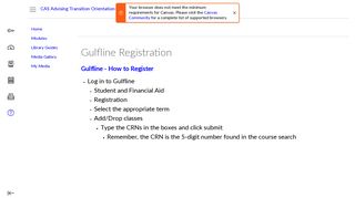 Gulfline Registration: CAS Advising Transition Orientation–Sp 17