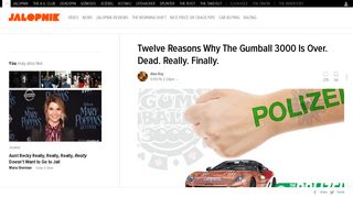 Twelve Reasons Why The Gumball 3000 Is Over. Dead. Really. Finally.