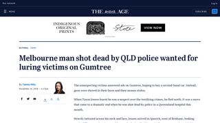 Melbourne man shot dead by QLD police wanted for luring ... - The Age
