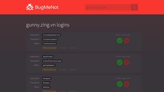 gunny.zing.vn passwords - BugMeNot