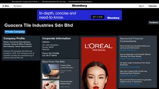 Guocera Tile Industries Sdn Bhd: Company Profile - Bloomberg