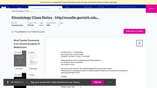 Kinesiology Class Notes - http/moodle.gurnick.edu Enrollment Key I ...