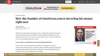 How the founder of GuruFocus.com is investing his money right now ...