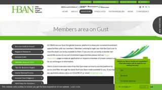 Members area on Gust - Halo Business Angel Network
