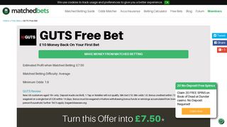 GUTS Free Bet - Matched Betting