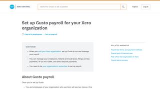 Set up Gusto payroll for your Xero organization - Xero Central
