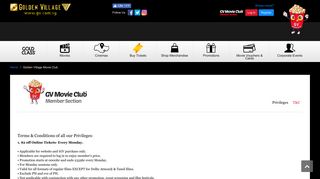 GV Movie Club - Terms & Conditions on Privileges - Golden Village