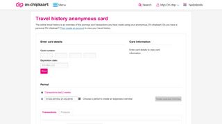 OV-chipkaart - Travel history anonymous card
