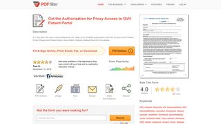 Fillable Online Authorization for Proxy Access to GVH Patient Portal ...