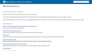 Banner Resources - Grand Valley State University