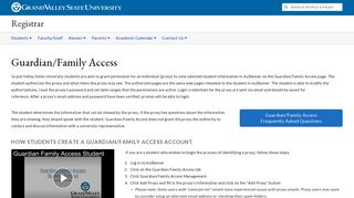 Guardian/Family Access - Registrar - Grand Valley State University