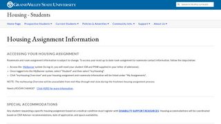 Housing Assignment Information - Grand Valley State University