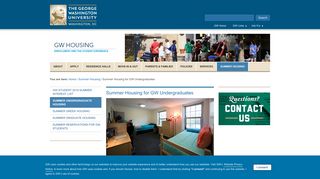 Summer Housing for GW Undergraduates | GW Housing | Center for ...