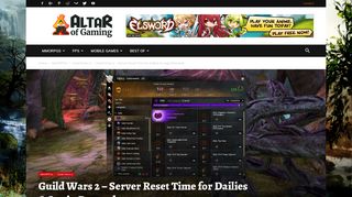 Guild Wars 2 - Server Reset Time for Dailies & Login Rewards | Altar ...