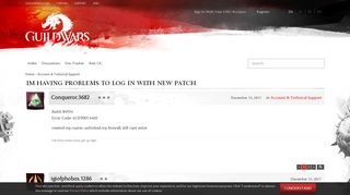 Im having problems to log in with new patch — Guild Wars 2 Forums
