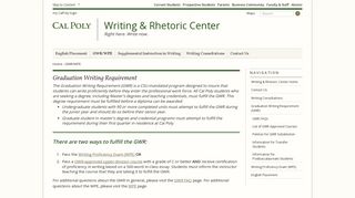 Graduation Writing Requirement - Writing & Rhetoric Center - Cal Poly ...