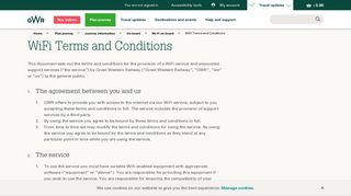 WiFi Terms and Conditions | Great Western Railway
