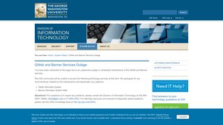 GWeb and Banner Services Outage - The George Washington University