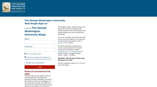 Web Login Service - GW Blogs - The George Washington University