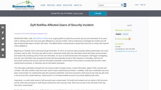 Gyft Notifies Affected Users of Security Incident | Business Wire