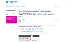 How do I update our Gym Information in SugarWOD? E.g Gym Name ...