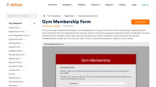 Gym Membership Form Template | JotForm
