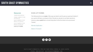Sign-Up Forms — South Coast Gymnastics