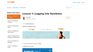 Lesson 1: Logging into GymSales – Gymsales