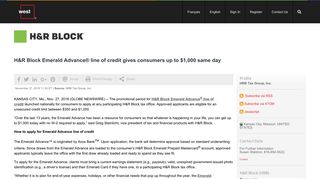 H&R Block Emerald Advance® line of credit gives ... - Globe Newswire