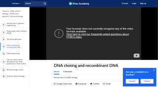 DNA cloning and recombinant DNA (video) | Khan Academy