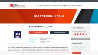 H&T Personal Loans | Offering Short Term Loans For UK Residents